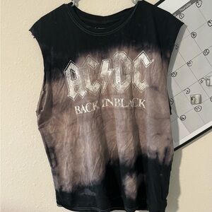 AC/DC Black and Brown Tie-Dye Muscle Tee